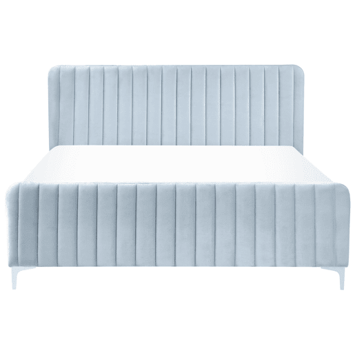 Cama Veludo LUNAN 160 x 200 cm Azul claro