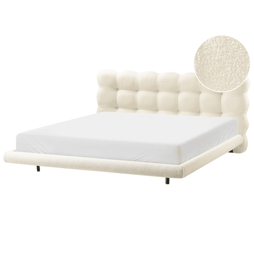 Cama Bouclé SOULISSE 180 x 200 cm Branco creme
