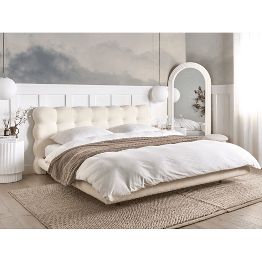 Cama Bouclé SOULISSE 180 x 200 cm Branco creme