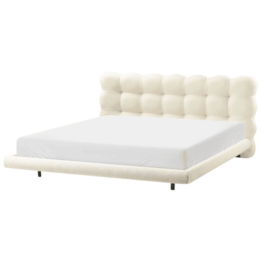 Cama Bouclé SOULISSE 180 x 200 cm Branco creme
