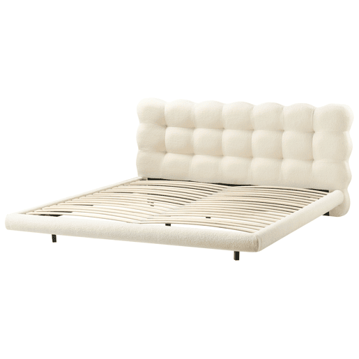 Cama Bouclé SOULISSE 180 x 200 cm Branco creme
