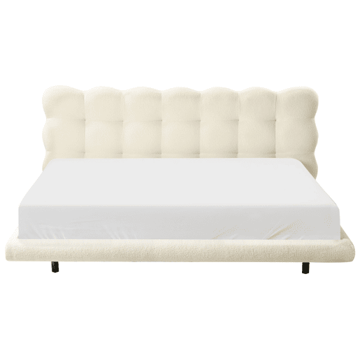 Cama Bouclé SOULISSE 180 x 200 cm Branco creme