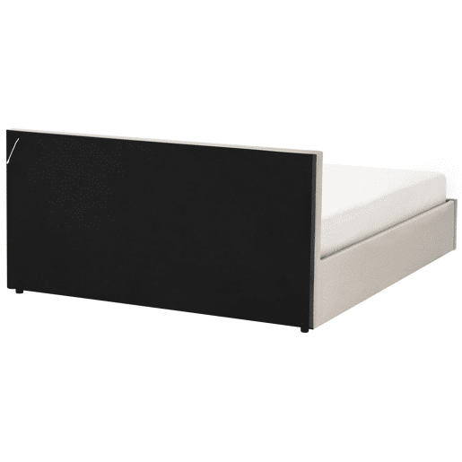 Cama baú com LED Tecido ARMELLE 160 x 200 cm Creme