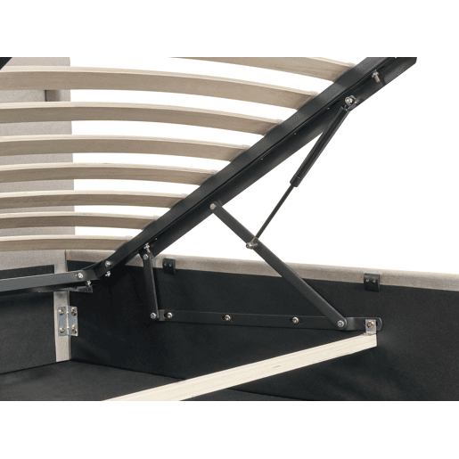 Cama baú com LED Tecido ARMELLE 160 x 200 cm Creme