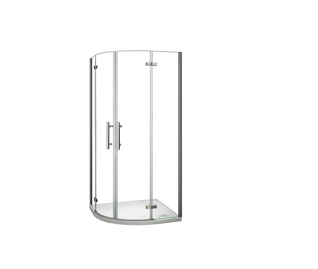 Aica mampara de ducha curva abatible,cromado,antical 6mm 90x90x195cm+plato de ducha 90x90x3cm