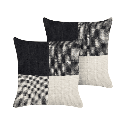 Conjunto de 2 almofadas decorativas LAELIA Algodão 45 x 45 cm Preto Patchwork
