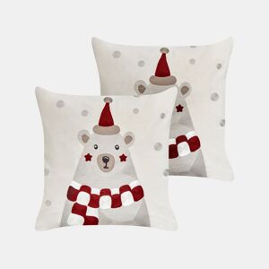 Conjunto de 2 almofadas decorativas JELLIES Veludo 45 x 45 cm Branco creme