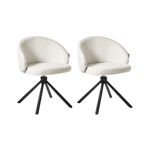 Conjunto de 2 cadeiras de jantar OVALO Tecido Branco creme