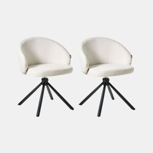Conjunto de 2 cadeiras de jantar OVALO Tecido Branco creme