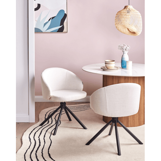 Conjunto de 2 cadeiras de jantar OVALO Tecido Branco creme
