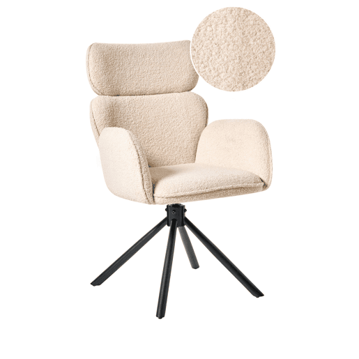 Cadeira de jantar ALENE Bouclé Creme claro
