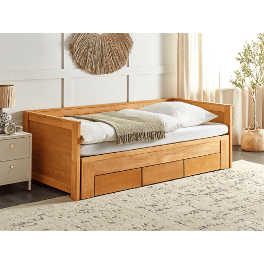 Beliani Cama com gavetas de arrumação Madeira de seringueira CAHORS