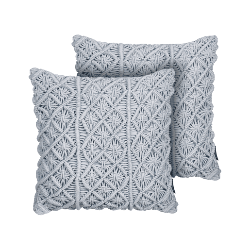 Conjunto de 2 almofadas decorativas GOREME Bouclé 45 x 45 cm Azul Padrão geométrico