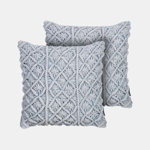Conjunto de 2 almofadas decorativas GOREME Bouclé 45 x 45 cm Azul Padrão geométrico