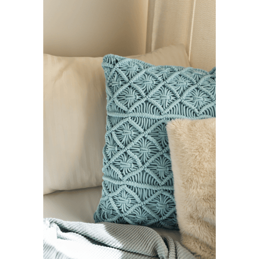 Conjunto de 2 almofadas decorativas GOREME Bouclé 45 x 45 cm Azul Padrão geométrico