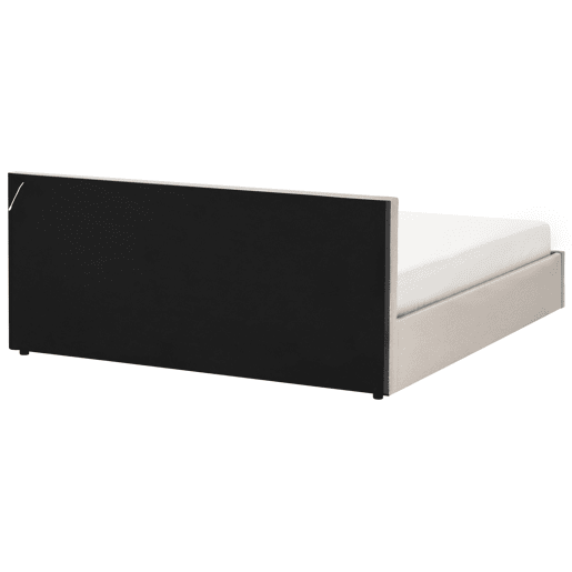 Cama baú com LED Tecido ARMELLE 180 x 200 cm Creme