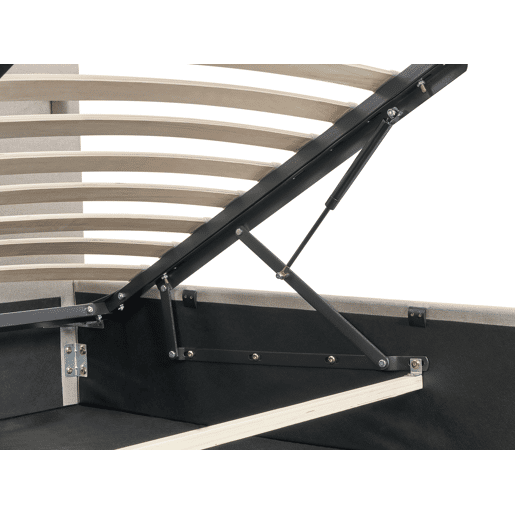 Cama baú com LED Tecido ARMELLE 180 x 200 cm Creme