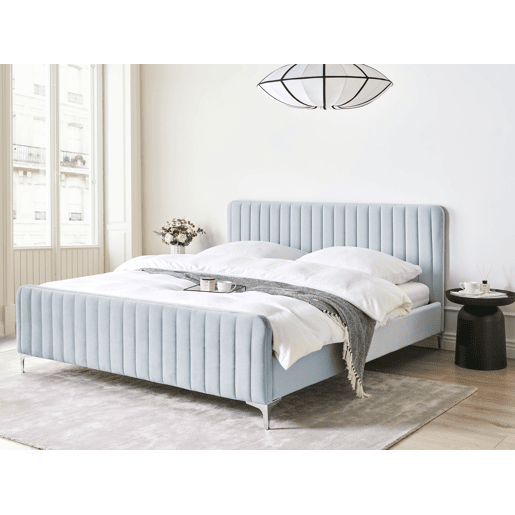 Cama Veludo LUNAN 180 x 200 cm Azul claro