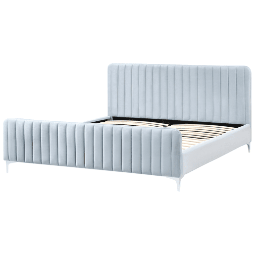 Cama Veludo LUNAN 180 x 200 cm Azul claro