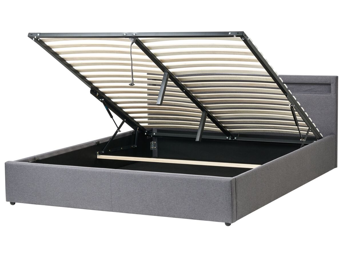 Beliani Cama LED con almacenaje Poliéster ARMELLE 188x216