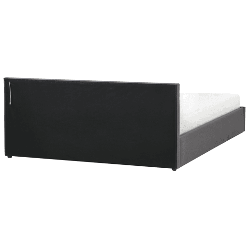 Cama baú com LED Tecido ARMELLE 180 x 200 cm Cinzento escuro