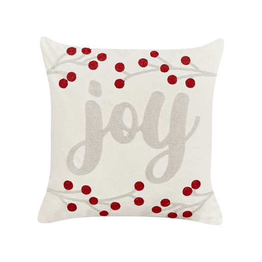 Conjunto de 2 almofadas decorativas PRALINE Veludo 45 x 45 cm Branco Padrão natalicio