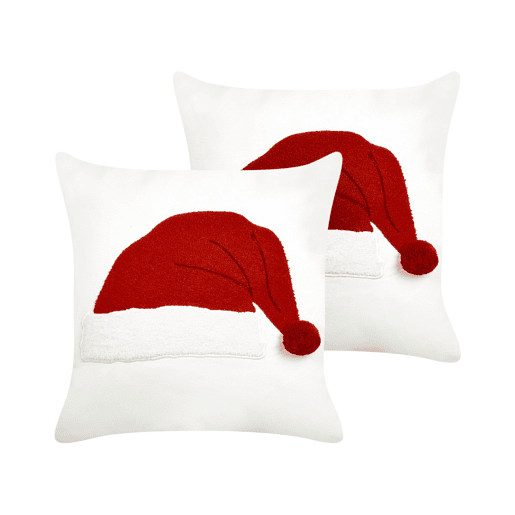 Conjunto de 2 almofadas decorativas PRETZEL Algodão 45 x 45 cm Branco Padrão natalicio