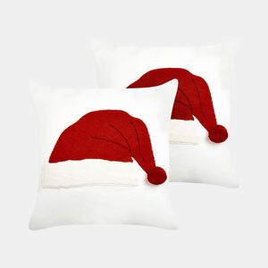 Conjunto de 2 almofadas decorativas PRETZEL Algodão 45 x 45 cm Branco Padrão natalicio
