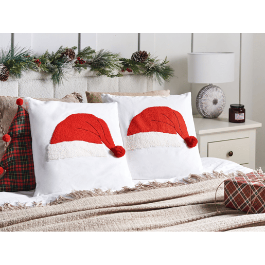Conjunto de 2 almofadas decorativas PRETZEL Algodão 45 x 45 cm Branco Padrão natalicio