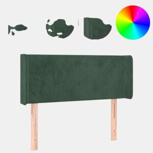vidaXL Cabeceira cama c luzes LED veludo 93x16x7888 cm verde-escuro