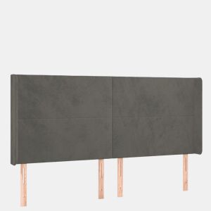 vidaXL Cabeceira de cama c LED veludo 203x16x118128 cm cinza-escuro