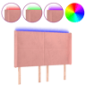 vidaXL Cabeceira de cama c luzes LED veludo 147x16x118128 cm rosa
