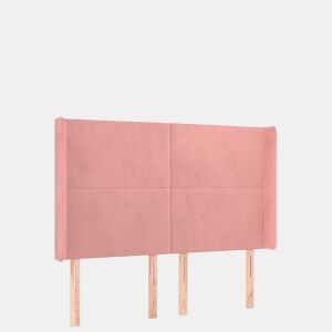 vidaXL Cabeceira de cama c luzes LED veludo 147x16x118128 cm rosa