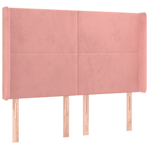 vidaXL Cabeceira de cama c luzes LED veludo 147x16x118128 cm rosa