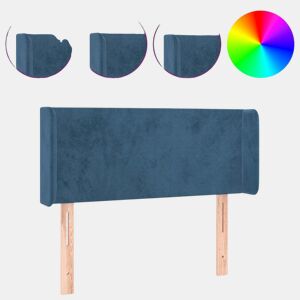 vidaXL Cabeceira cama c luzes LED veludo 103x16x7888 cm azul-escuro