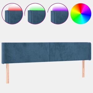 vidaXL Cabeceira cama c luzes LED veludo 163x16x7888 cm azul-escuro