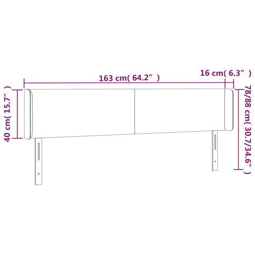 vidaXL Cabeceira cama c luzes LED veludo 163x16x7888 cm azul-escuro