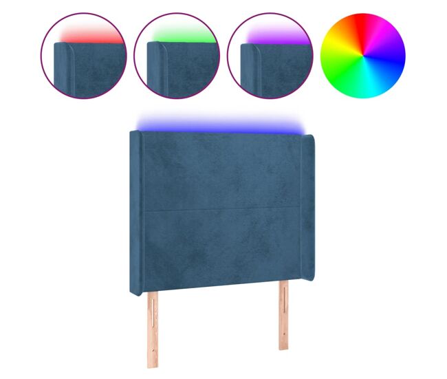 Vidaxl cabecero con led de terciopelo azul oscuro 93x16x118/128 cm