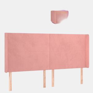 vidaXL Cabeceira de cama c luzes LED veludo 183x16x118128 cm rosa