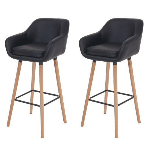 Conjunto de 2 banquetascadeiras de balcão com apoio para os pés em PVC preto 04_0000171