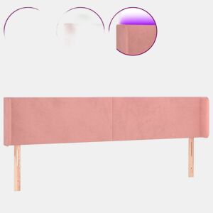 vidaXL Cabeceira de cama c luzes LED veludo 183x16x7888 cm rosa