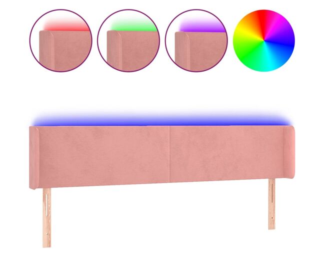 Vidaxl cabecero con led de terciopelo rosa 183x16x78/88 cm