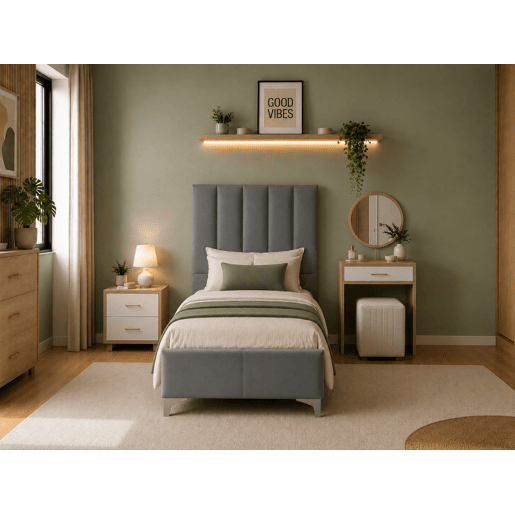 Cama Classic Individual (Cinza)(200×90 cm) Cama Classic Individual (Cinza)(200×90 cm)