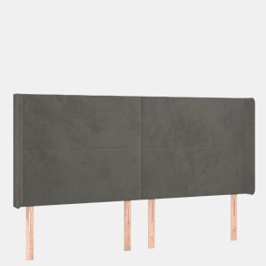 vidaXL Cabeceira de cama c LED veludo 163x16x118128 cm cinza-escuro