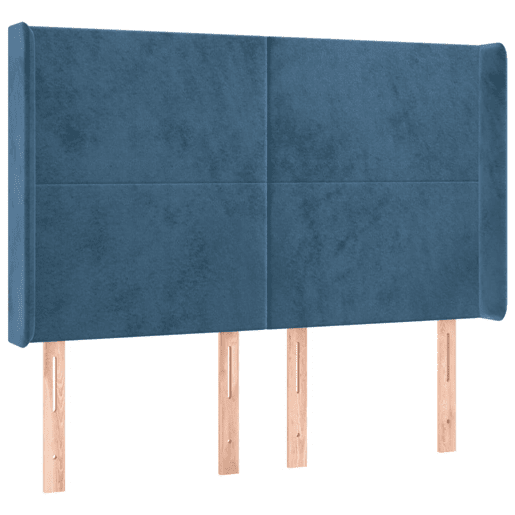 vidaXL Cabeceira cama c luzes LED veludo 147x16x118128cm azul-escuro