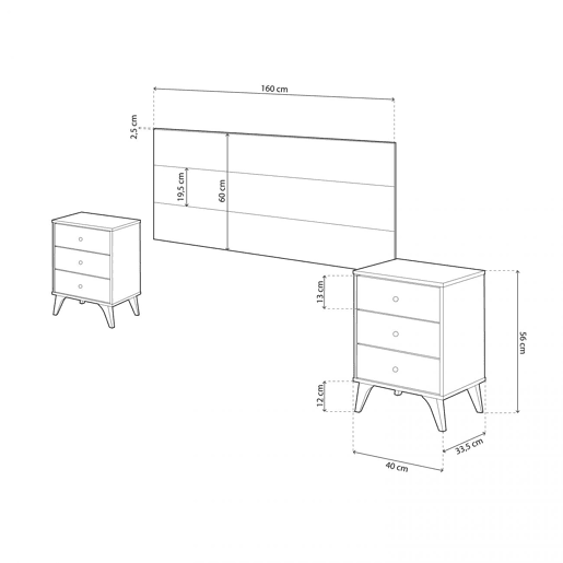 Dormitorio Iconic Branco Artik (Branco mate) - Branco Velho 40 x 56 x 33,5 cm