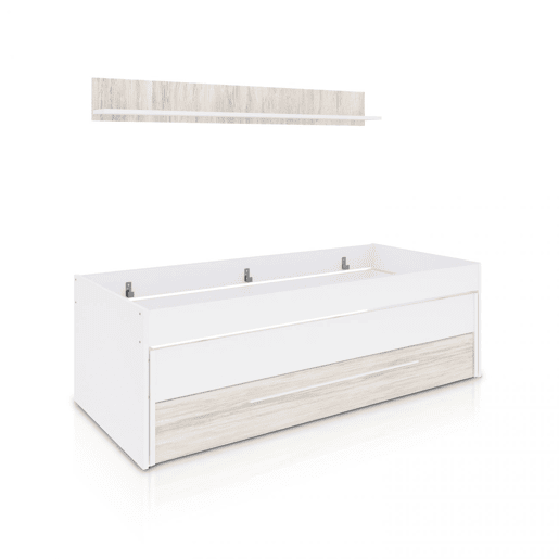 Cama doble juvenil con estante Nuit Branco Artik (Branco mate) - Branco Velho 199 x 65 x 96 cm