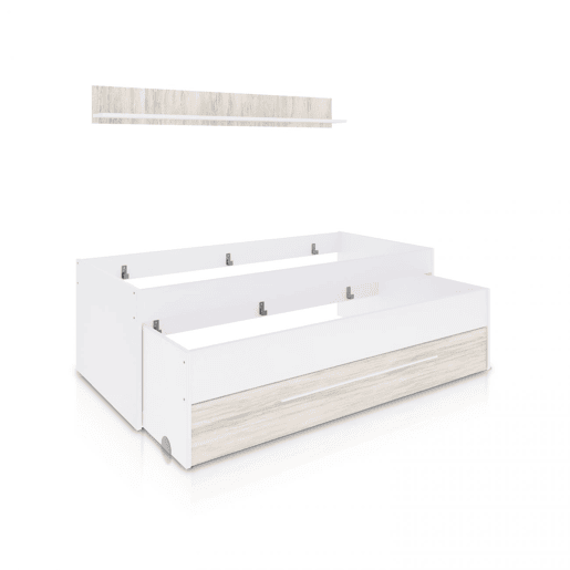 Cama doble juvenil con estante Nuit Branco Artik (Branco mate) - Branco Velho 199 x 65 x 96 cm