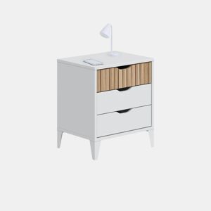Nitza Na mesa de cabeceira Blanco Artik (Blanco Mate) - Natur 44 x 50 x 33 cm