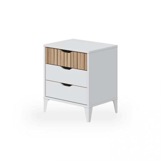 Nitza Na mesa de cabeceira Blanco Artik (Blanco Mate) - Natur 44 x 50 x 33 cm